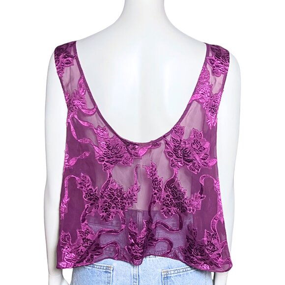 Vintage Victoria’s Secret Gold Label Sheer Purple Tank Top. Small. Fairy Brocade - Picture 3 of 9